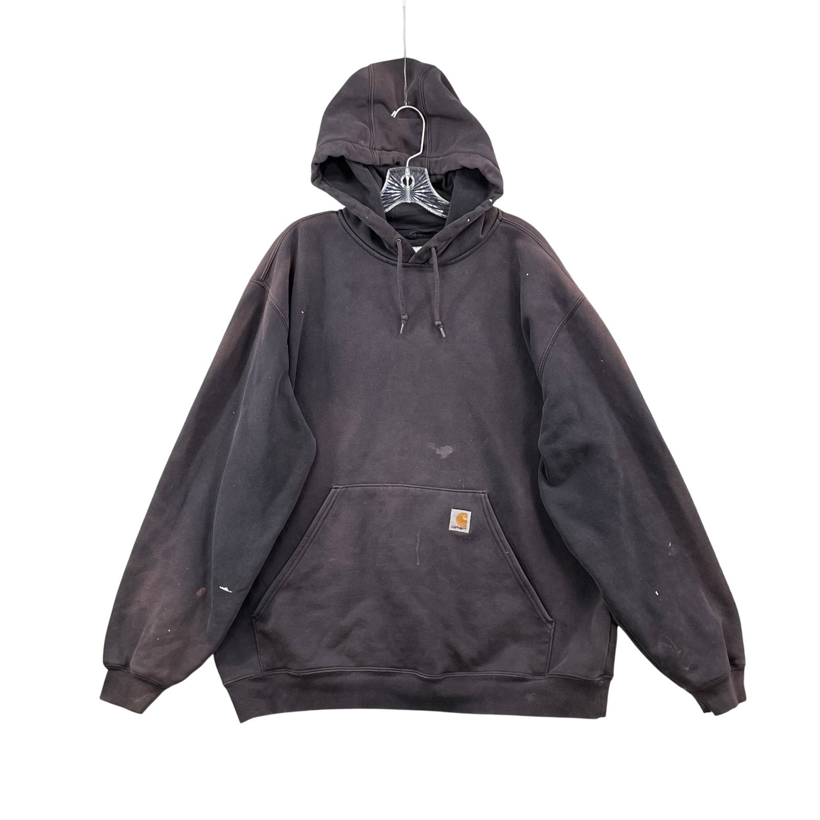 Carhartt Hoodie Mens Xl Black Faded Distressed Workwear Pullover Sweatshirt